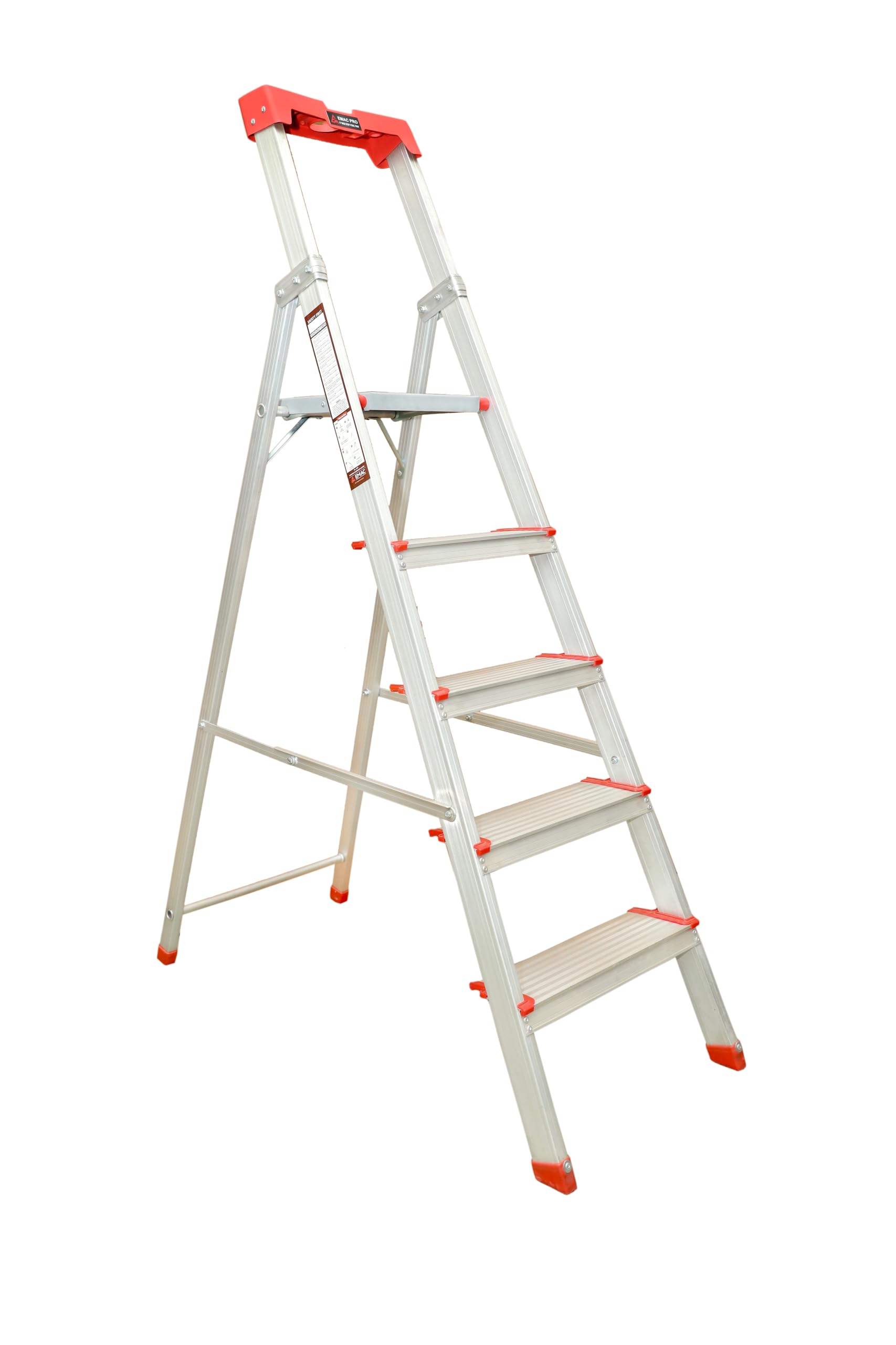 EMAC Pro 5 Step Aluminium Ladder | Made in India | Foldable Step Ladder with Top Tool Tray | 5 Inch Wide Steps with Side Guards | 250 Kg Capacity | Home,Kitchen,Office & Professional Use-image-10
