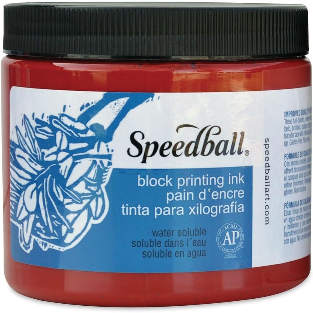 Speedball 16oz Water-Soluble Block Ink Red, for Block Printing, Lino Printing, Screen Printing, for Artists Kit
