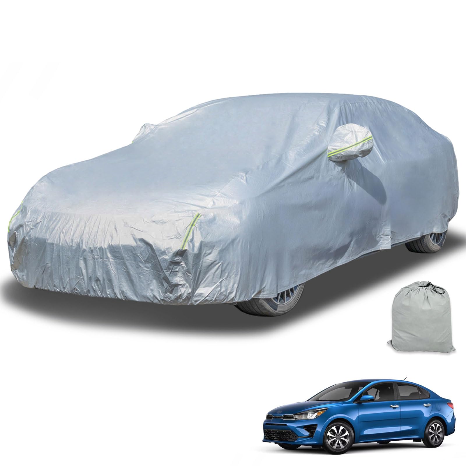 Funda impermeable, transpirable para coche, salón, 470-490 cm, protección contra lluvia, sol, nieve, polvo, garaje completo, color plateado