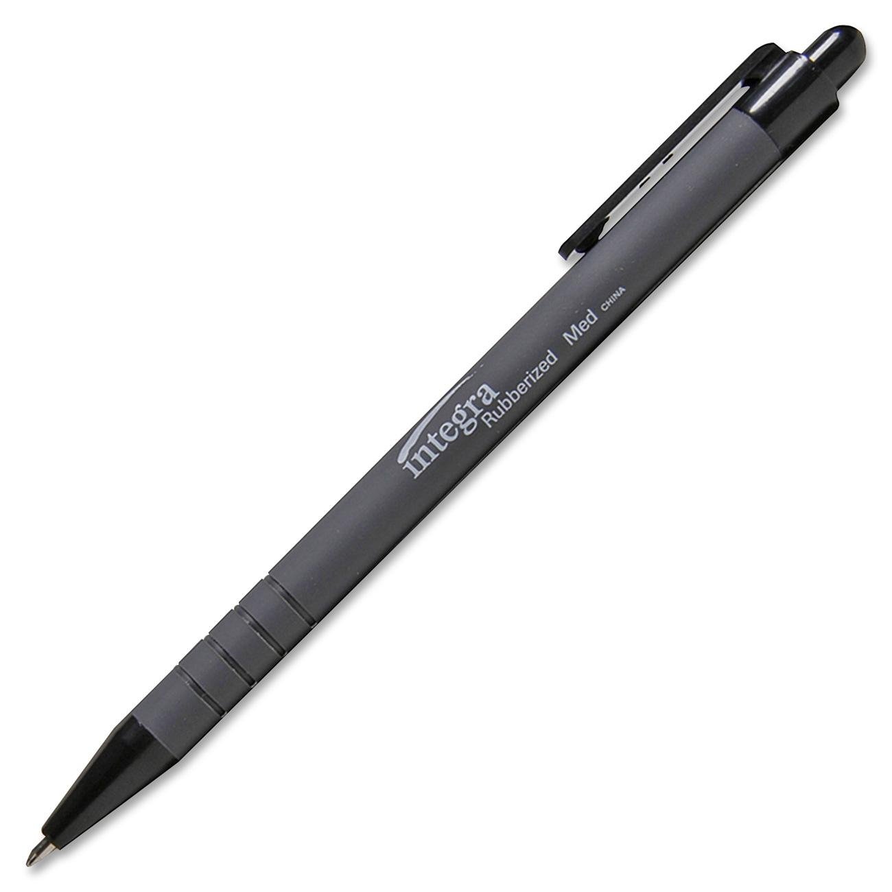 Integra Rubber Barrel Retractable Ballpoint Pen - 1 Dozen