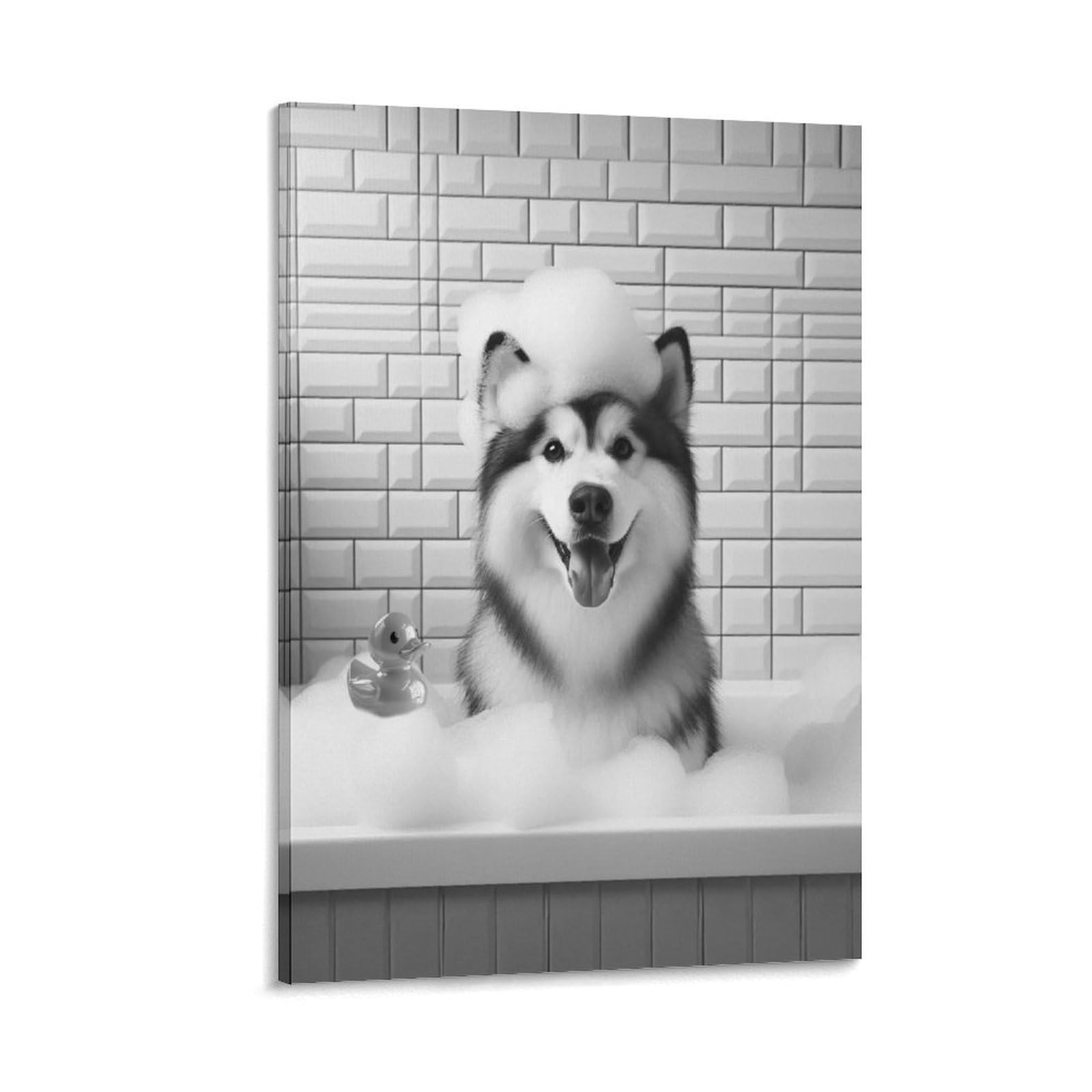 GQVCJSW Alaskan Malamute,Funny Bathroom Decor Canvas Poster Wall Art Decor Print Picture Paintings for Living Room Bedroom Decoration 12x18inch(30x45cm)