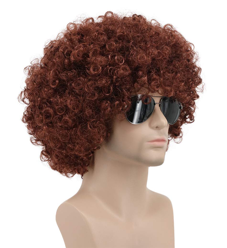 karlery Men Women 70s 80s Short Curly Brown Rocker Party Afro Wig California Halloween Costume Cosplay Wig - Image 3