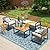 MFSTUDIO 4 Pieces Wicker Outdoor Small Wood Patio Furniture Set, Outdoor Patio Brown Rattan and Beige Cushions Set with Wood Table, Sofa, Chairs, Patio Wicker Furniture Set 4 Piece