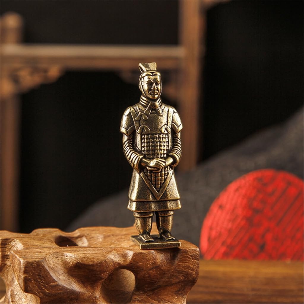 Desk Decors Chinese Terracotta Soldier Figurine Brasses Ornament with Antique Bronze Finish for Study Shelf Office Display and Collector Gift Use image 4
