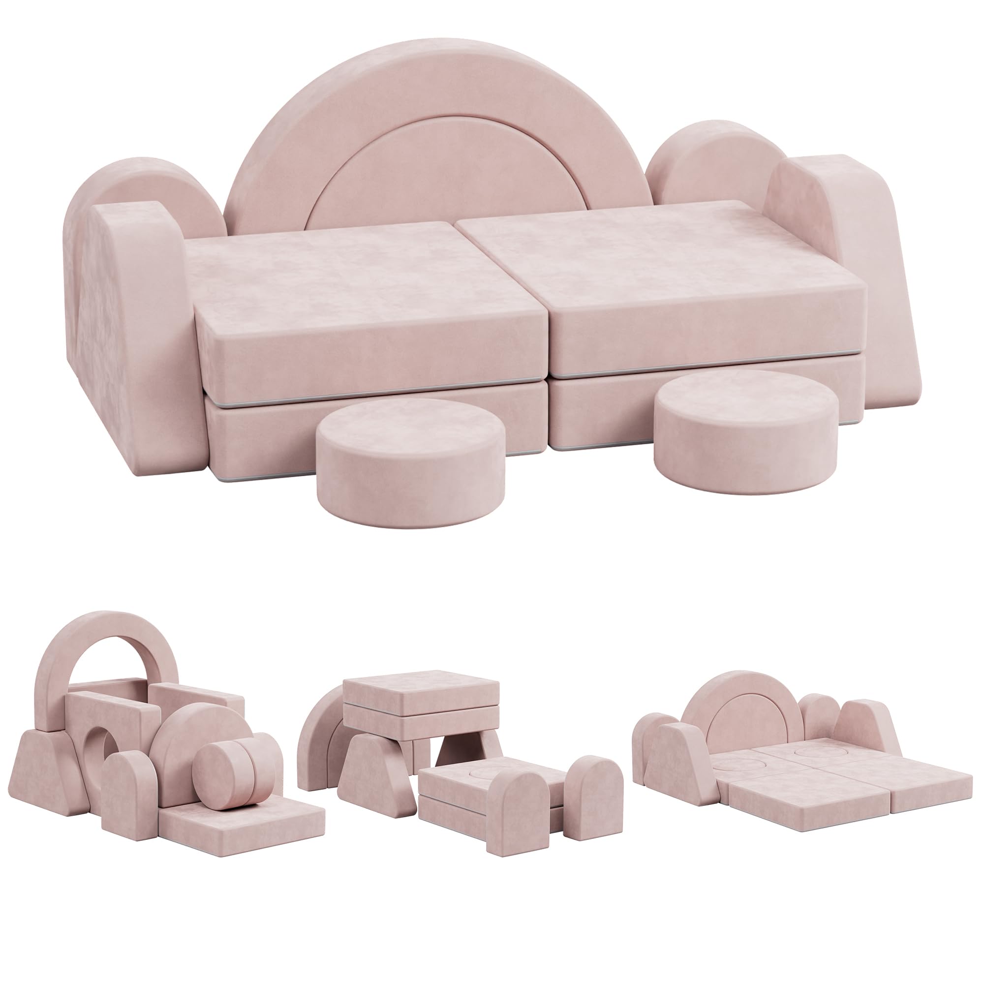 NACHES Spielsofa für Kinder Schlafsofa für Kinderzimmer (Rosa, 2-Sitzer)