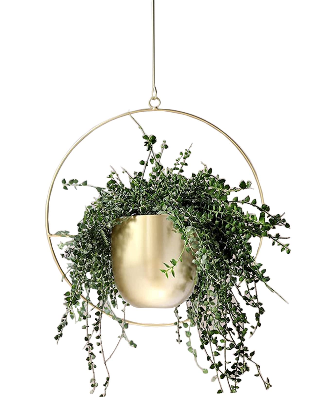Pot de fleurs suspendu doré en métal chic pour décoration de plafond raffinée
