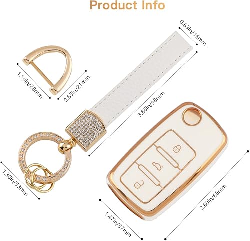 Miniatura 9 de 1797 Funda para llavero VW Volkswagen Jetta Beetle Tiguan Passat Golf Accesorios Llavero de coche Bling Case Shell Protector Girly Cute 3 Botón