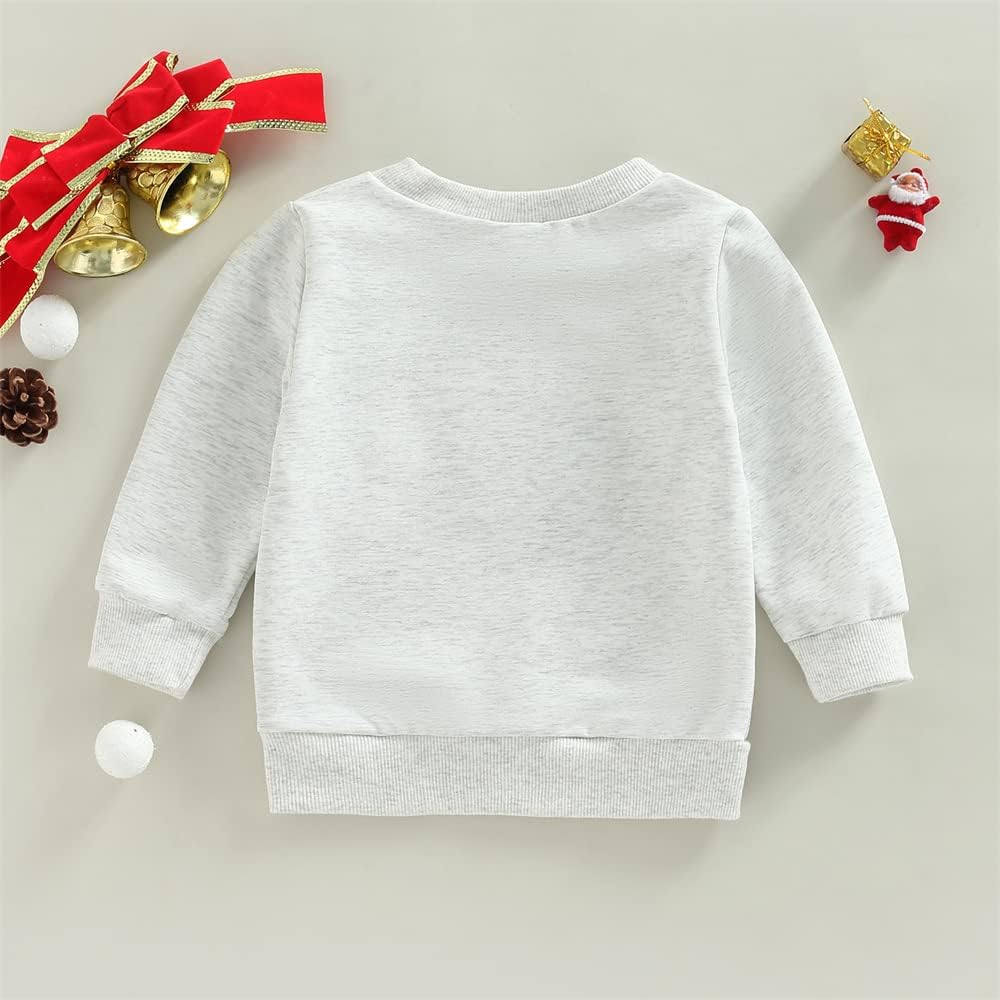 Twopumpkin Toddler Girl Boy Christmas Outfit Baby Santa Candy Cane Print Shrit Crewneck Sweatshirt Sweater Holiday Clothes