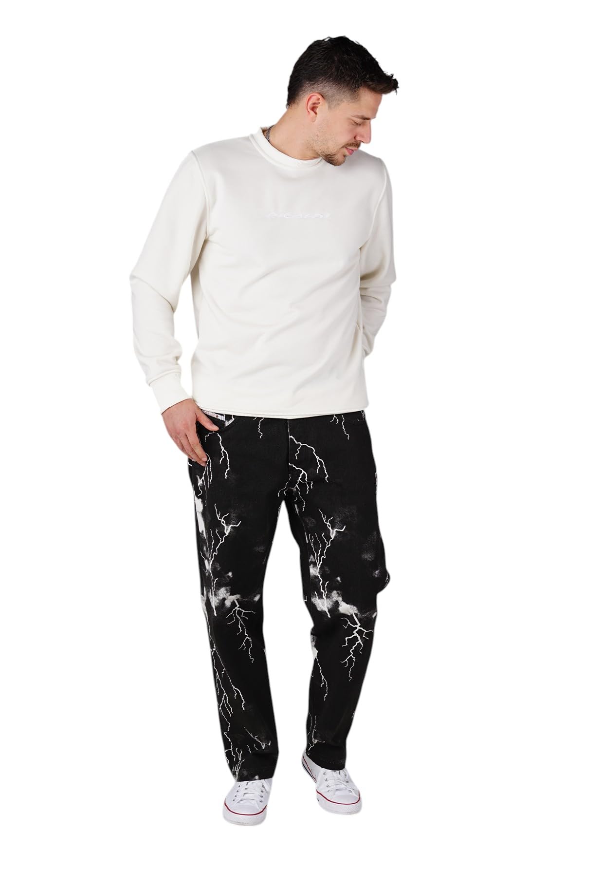 Picaldi Zicco 472 Flash Herren-Jeans – mit Blitzmuster, komfortabler Baumwoll-Denim, Moderne Waschung, robuste 5-Pocket-Jeans für Alltag und Freizeit