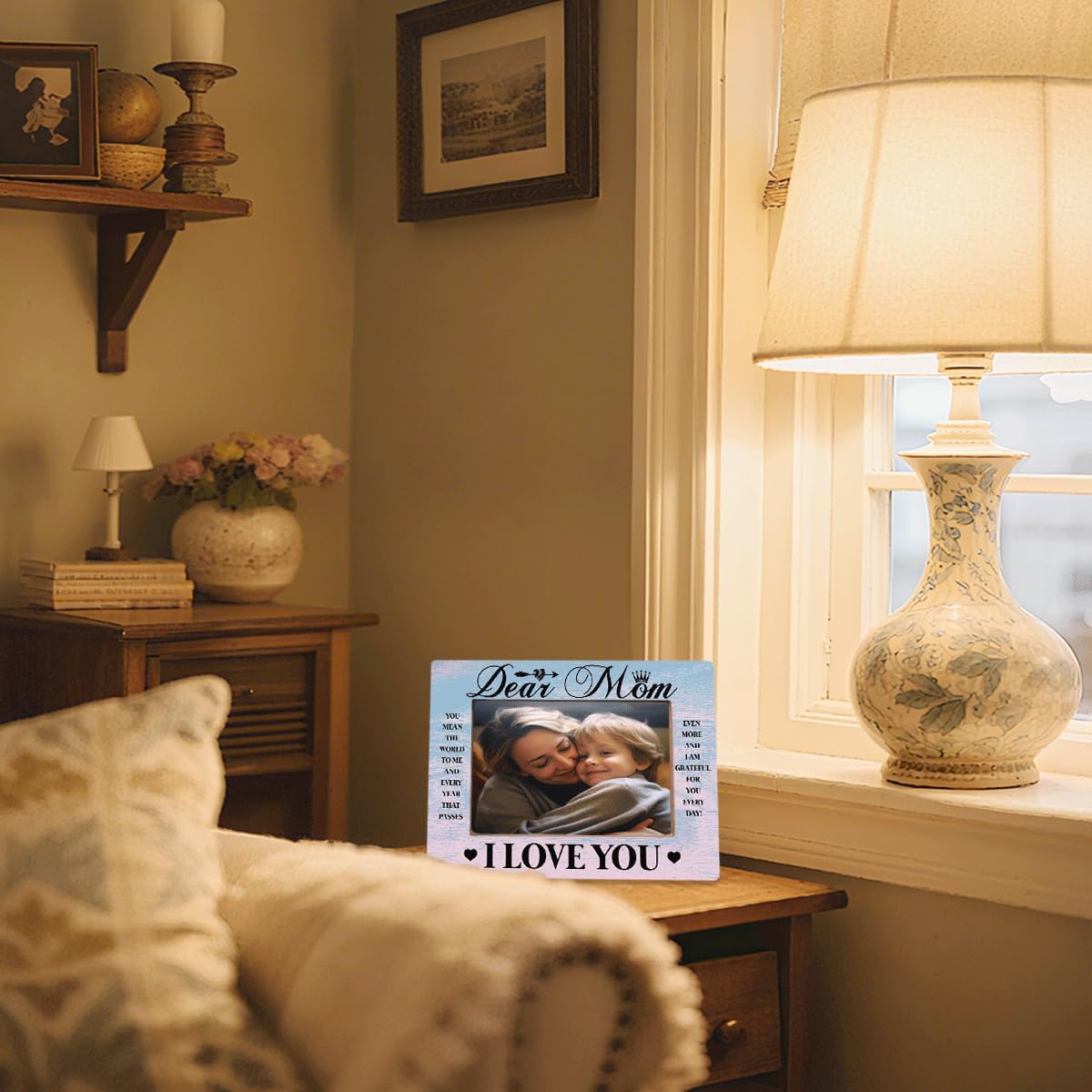 Mom Frame Dear Mom You Mean The World To Me Wooden Photo Frame Heartwarming Mother’s Day Gift Birthday Present Thanksgiving & Christmas Gift Family Keepsake Warm Home Office Table Decor 8X6 Inches - Image 6