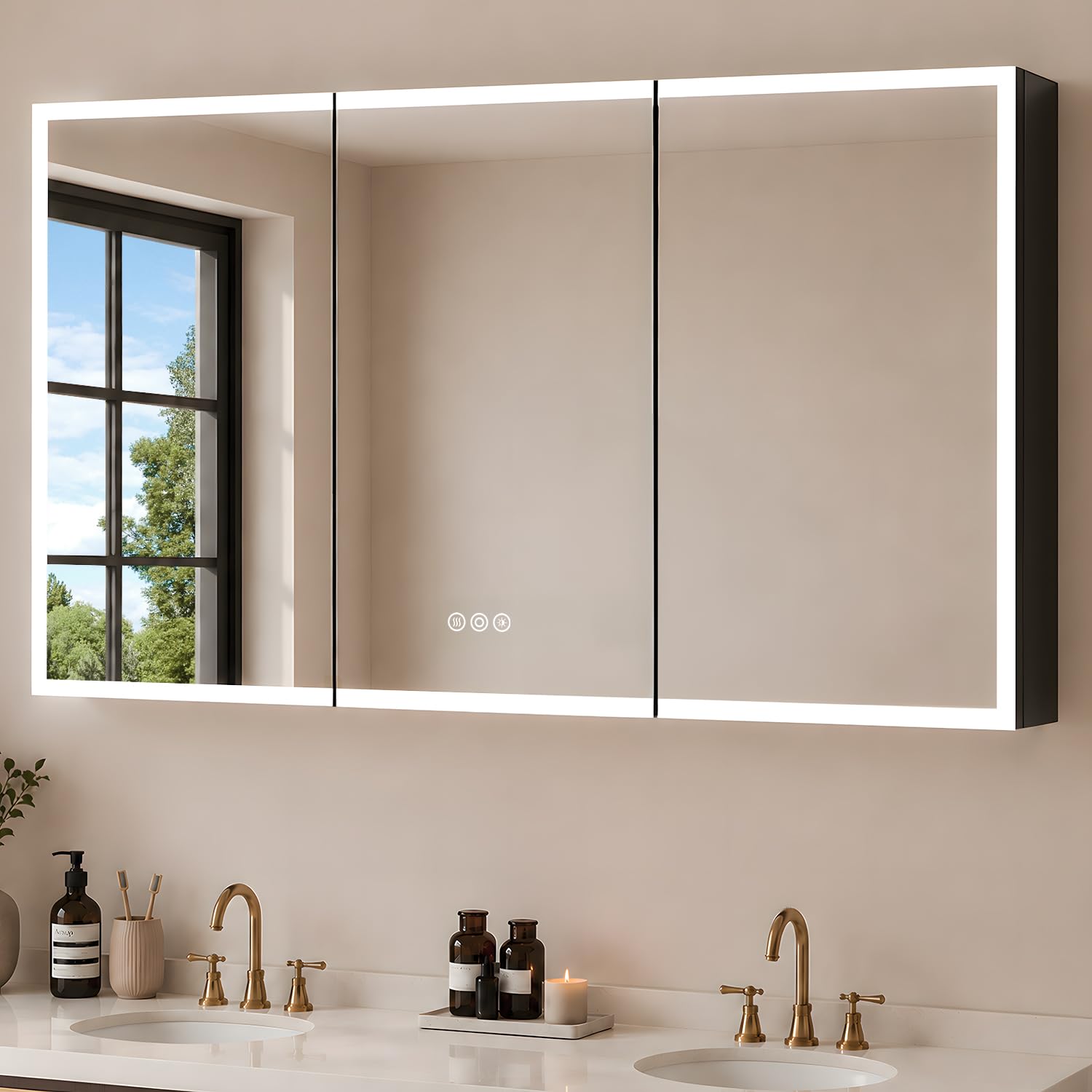 Buruis 60 by 32 Inch LED Medicine Cabinet Mirror with Lights for Bathroom