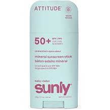 ATTITUDE Baby Mineral Sunscreen Stick SPF 50, Broad Spectrum Zinc Oxide, EWG Verified, Non-Nano, Mess-Free Stick for Face & Body, Lightweight Non-Greasy, Vegan, Unscented, 2 Oz
