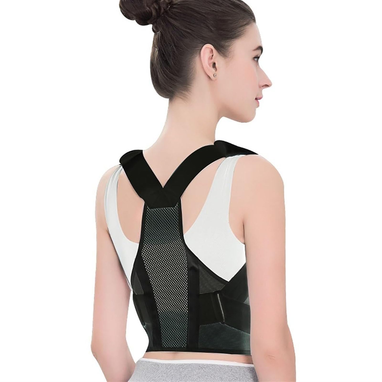 Corrector de postura de malla transpirable para hombres y mujeres, cinturón de soporte completo para espalda, correas ajustables, cinturón de soporte para la columna, alivio del dolor de espalda, hom
