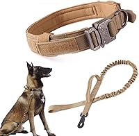 Vista 35 de Xqpetlihai Juego de collar y correa táctica para perro, collar ajustable de nailon militar para perro con mango de control y hebilla de metal