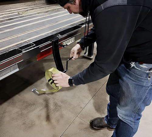 Miniatura 8 de Mytee Products Enrollador de correa con barra de cabrestante para remolque plano, acero recubierto de polvo negro, enrollador de correa de trinquete