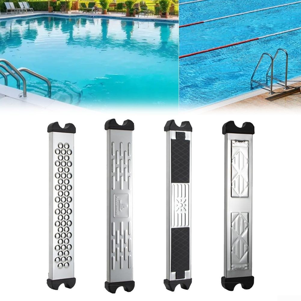 Escalera de piscina, acero inoxidable con goma antideslizante mejorada para la mayoría de escaleras de piscina estándar (pedales antideslizantes)