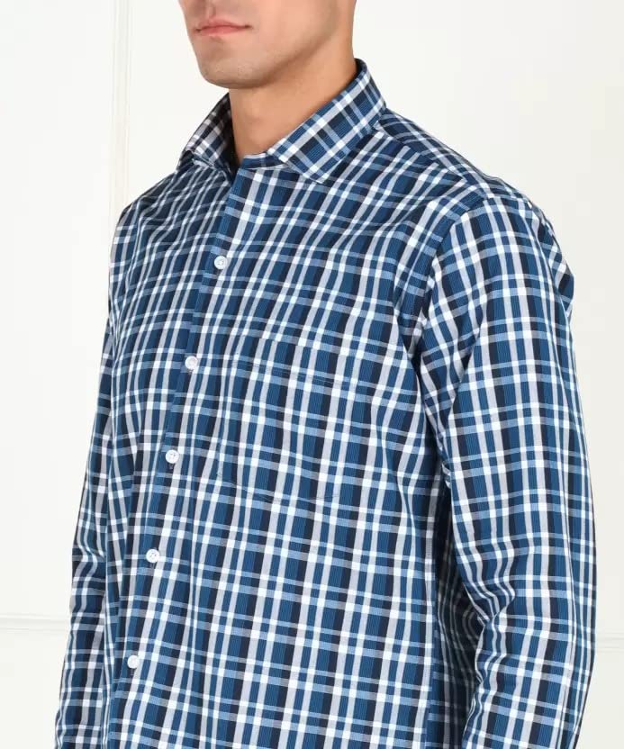 Image of ARDYN Slim Fit Checkered Spread Collar Casual Shirt for Men