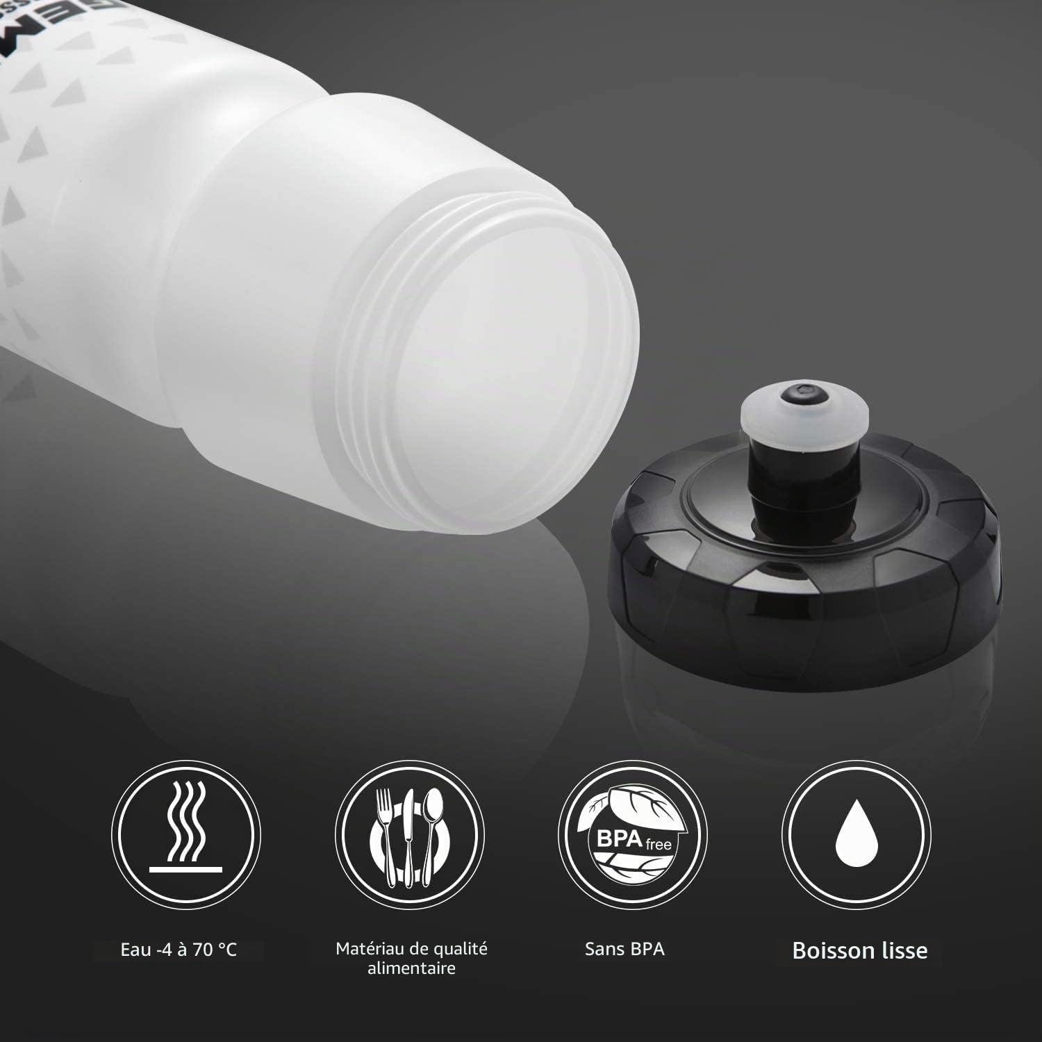 GEMFUL Bidon Vélo Gourde Sport Sans BPA 750ml Lot de 2