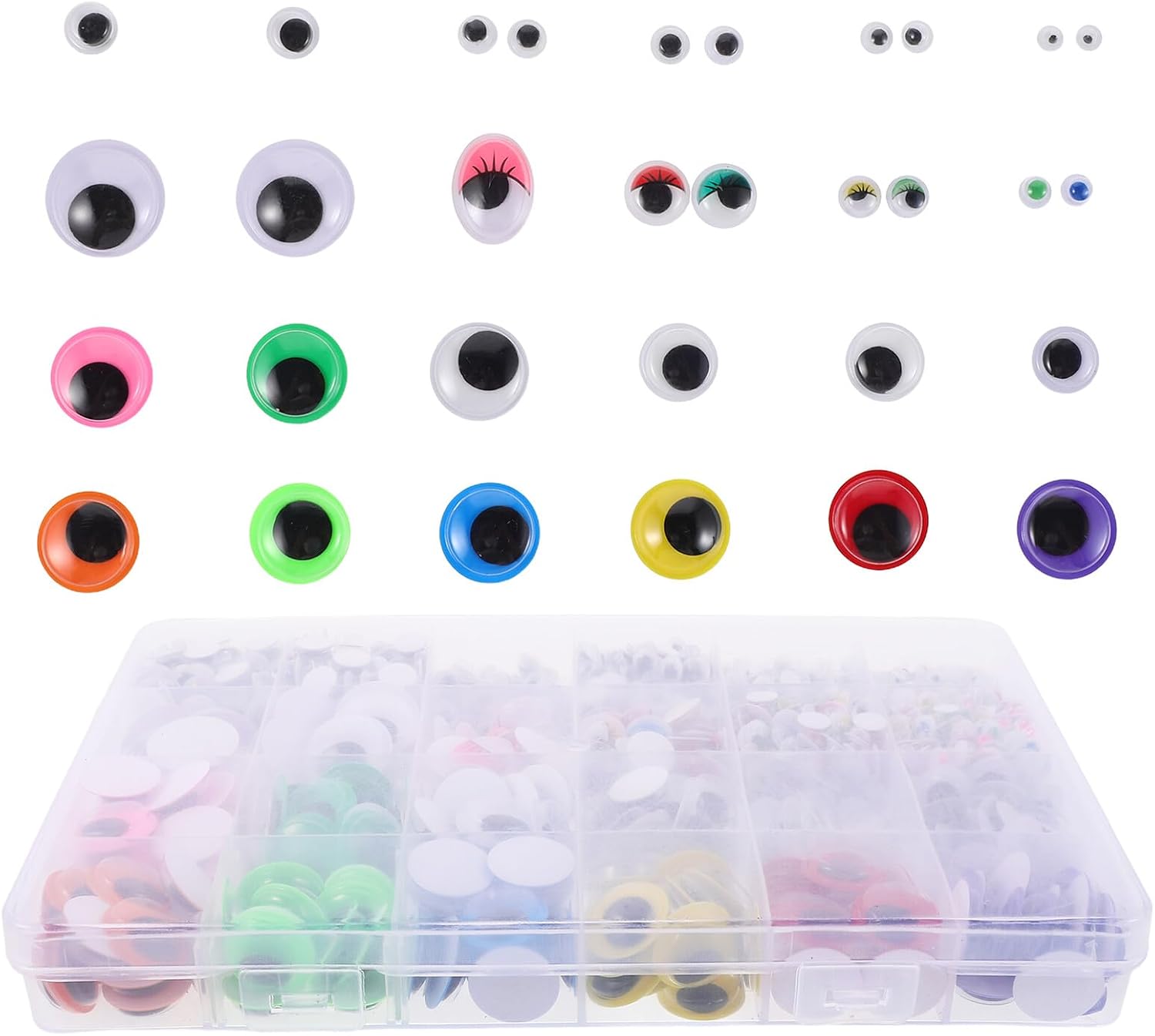 GAROZATION 1680 Pcs Self Adhesive Googly Wiggle Eyes Assorted Shades for Crafts DIY Arts and Home Decoration Peel and Stick Eyeball Stickers for Stuffed Animals and Handmade
