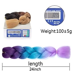 AFNOTE Braiding Hair,24 Inch 6 Packs Colorful Braiding Hair Extensions for Women Girl Ombre Synthetic High Temperature Jumbo Braid Hair for Crochet Braids