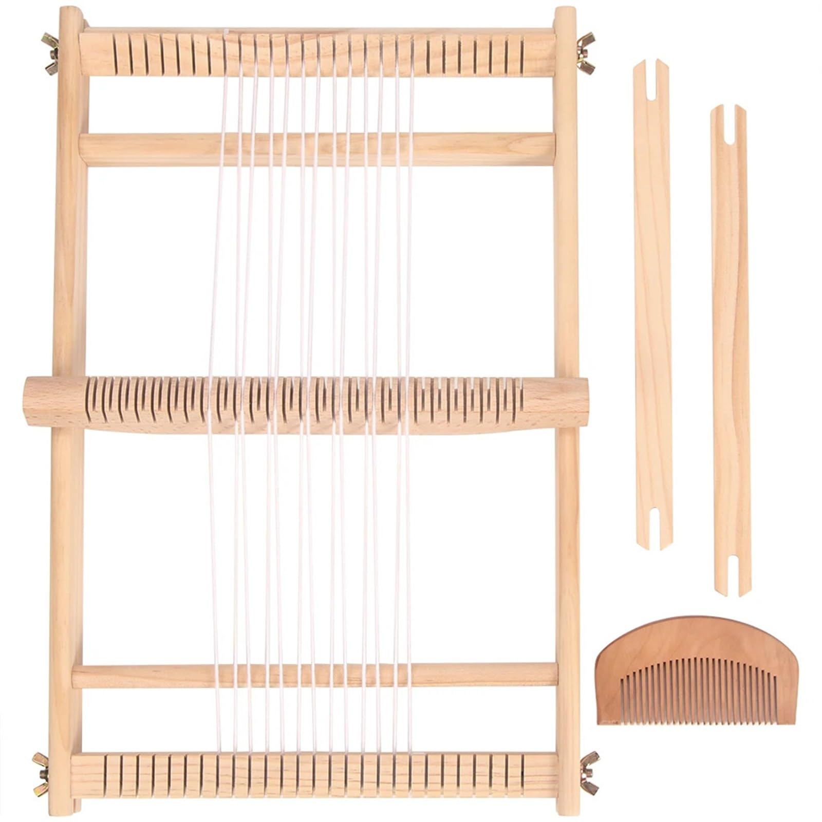 SparklWLeaf Weaving Loom Wooden Multi-Craft Weaving 19.6" L x 15.3" W Warp ​Frame ​Heddle Bar for Weave Board Tapestry(Loom-S)