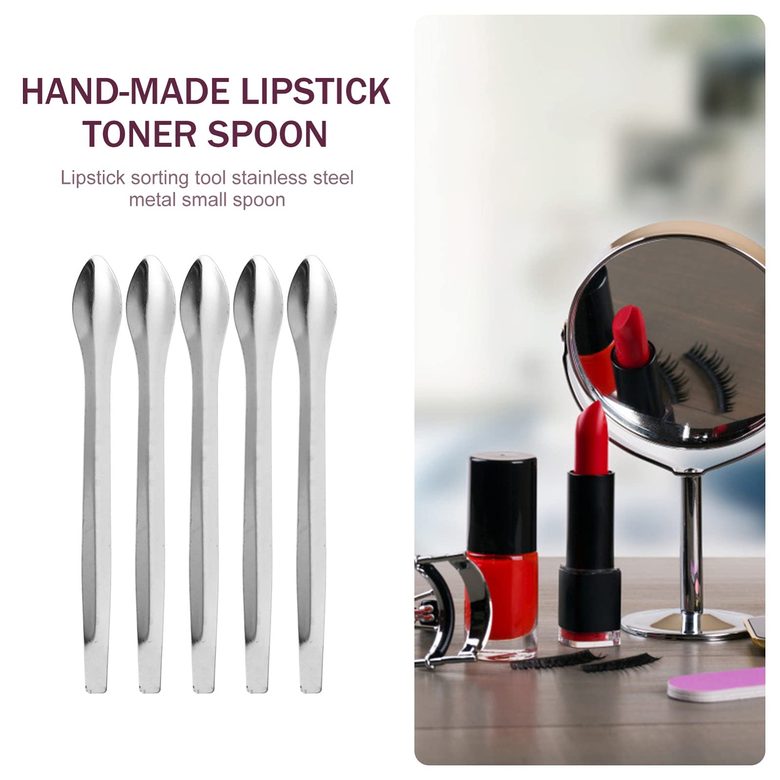 FOMIYES 18pcs Lipstick Dispensing Spoons Stainless Steel Lipstick Sub Wrap Tools Package Accessories