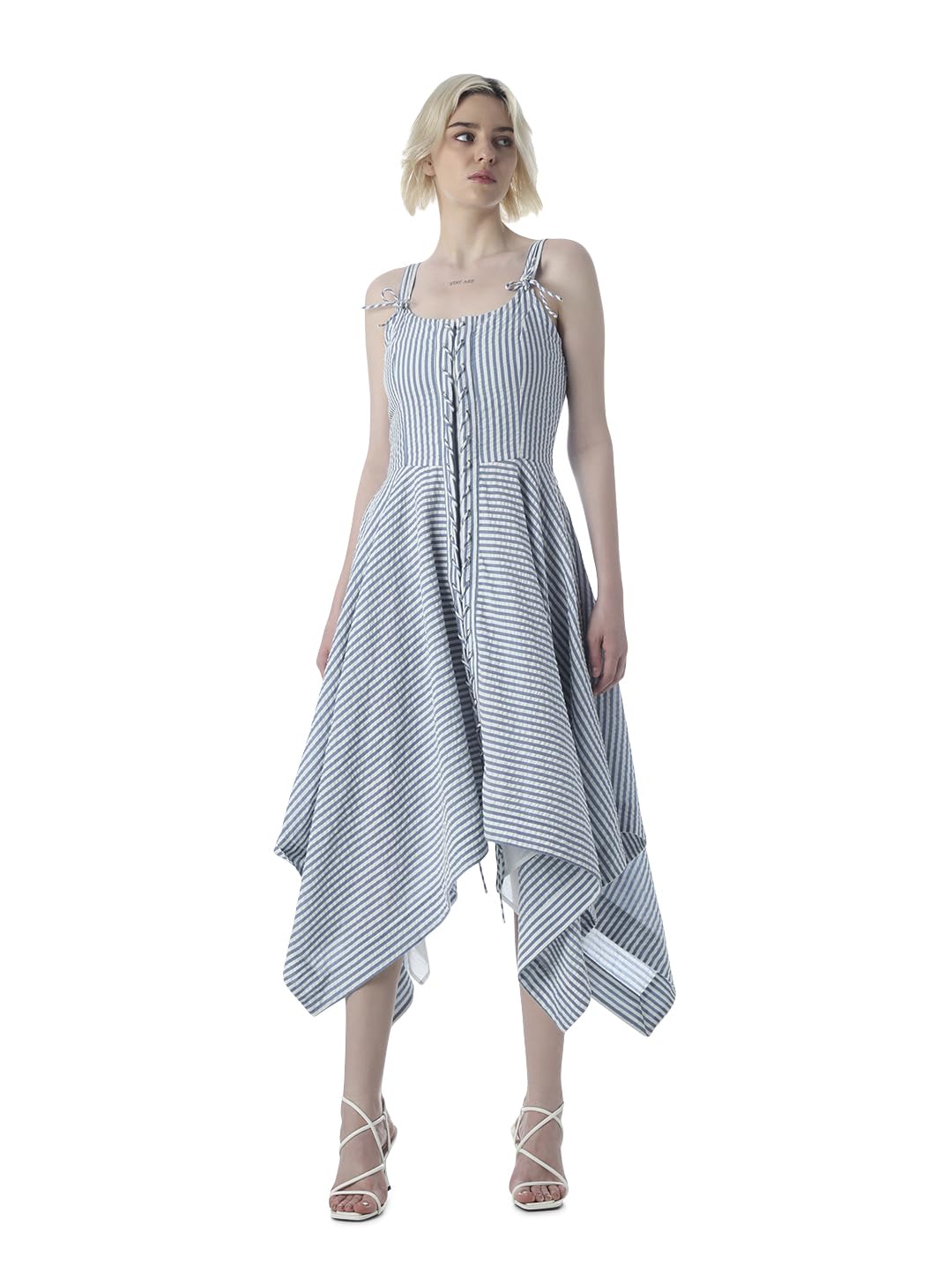 only Women Striped Cotton Fit & Flare Midi Dress-picture-26