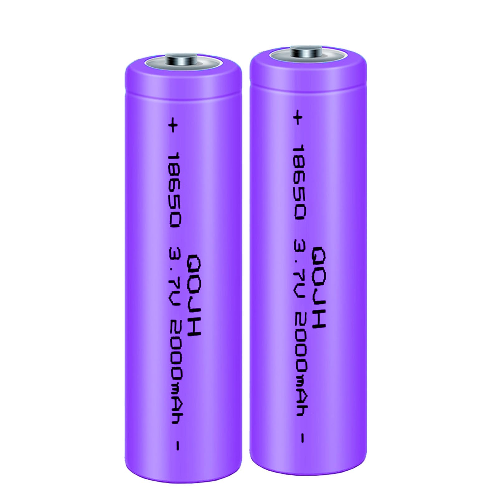 QOJH 2Pack 18 * 67mm Battery 2000mAh 3.7 Volt Rechargeable Battery Button Top for Remote Control Cars Toy, Flashlight, Solar Lights, Mini Fans, Shaver