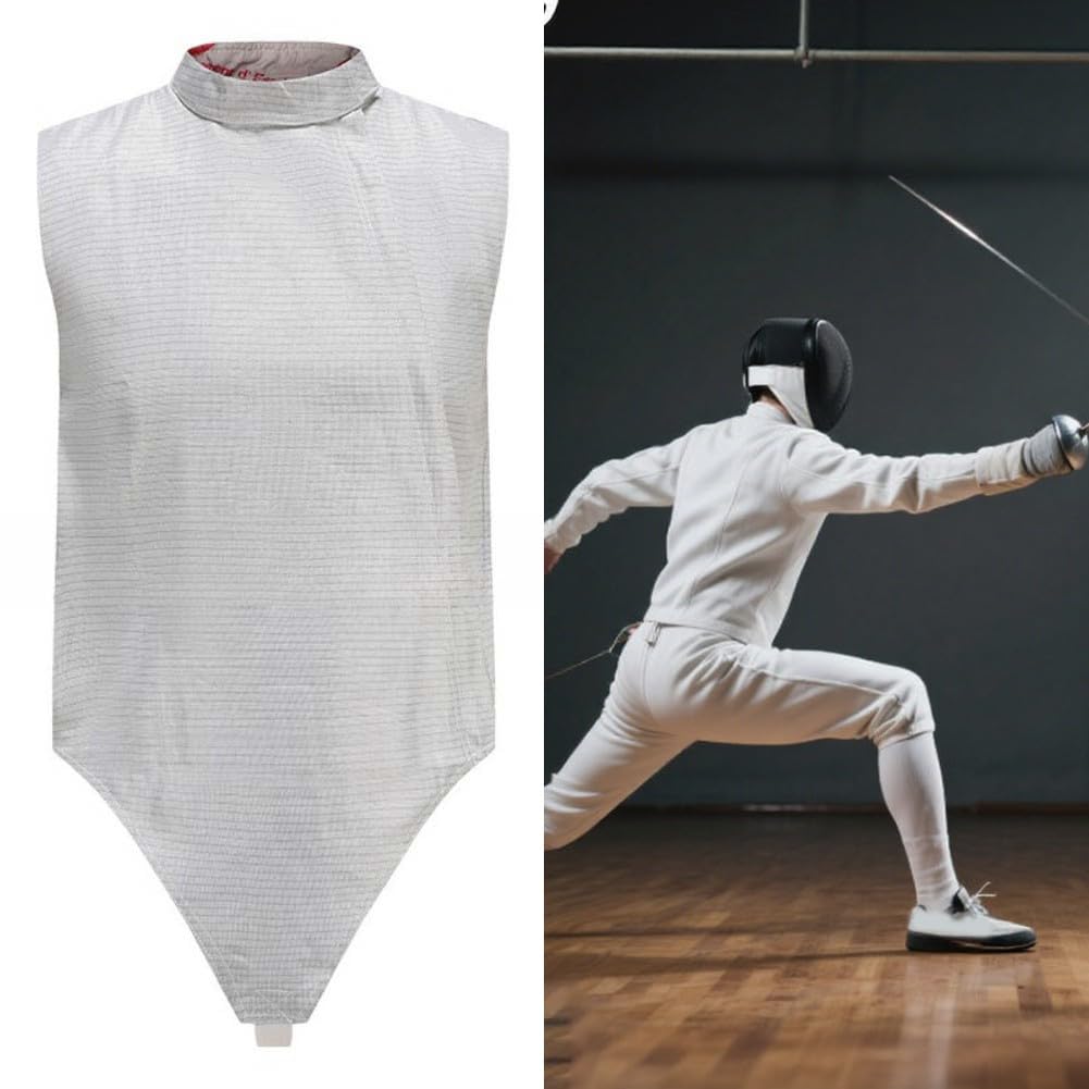 Fechtjacke aus leitfähigem Material 350N, für Fechttraining und Wettkampf, mit verstärktem Kragen und Reißverschluss, Für Körpergrößen 110–190 cm