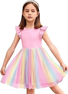 Arshiner Girls' Dresses Tulle Princess Dress Toddler Festive Wedding Summer Cotton Party Birthday Tutu 2-7 Year