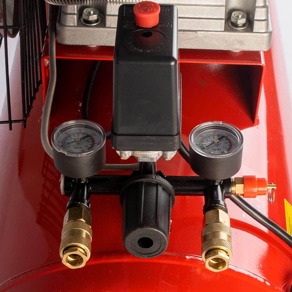 AMC Compressore ad aria da 100 litri pressione 8 bar elettrico coassiale 3 Hp incluso Kit Accessori motore potente termicamente silenziato protetto con Carcassa esterna in alluminio'