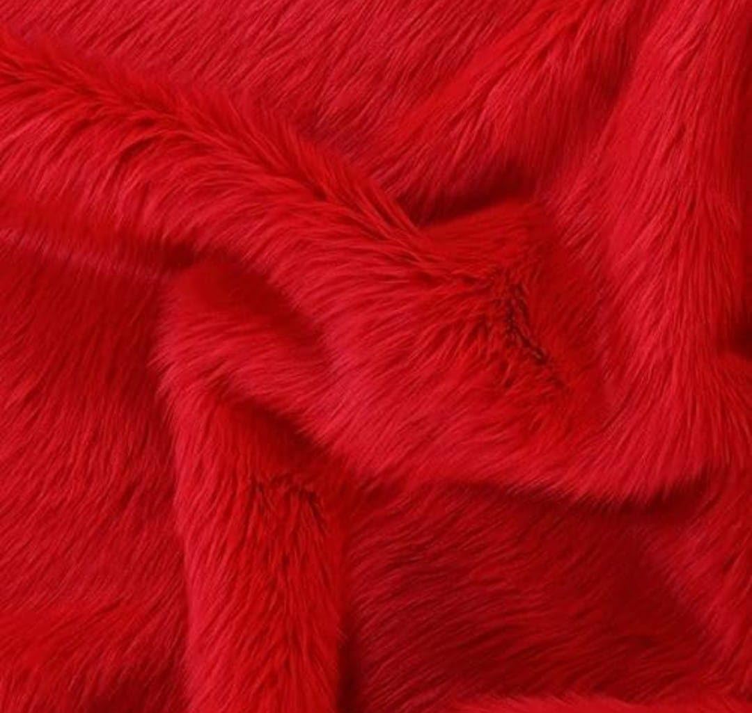 Prokart Soft Faux Fur Fabric Cloth – 60 Inch Wide Pana | Fur Fabric Decorative Cloth for Crafting Soft Toys, Fancy Dress, Baby Photoshoot, Wedding Mandap & Party Décor (Red, 2 Mtr)