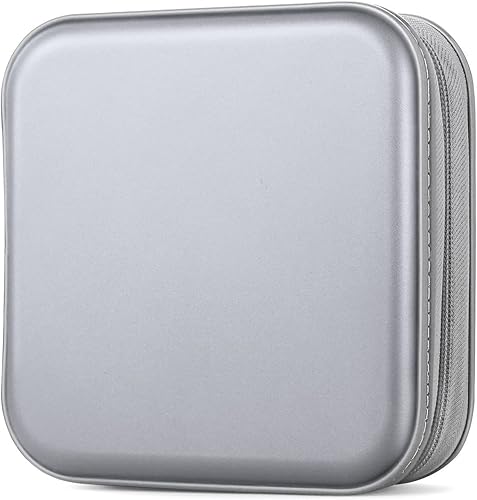 Funda para CD, estuche para DVD, carpeta de 48 capacidades, fundas de CDDVD, organizador de carpetas para coche, hogar, viajes (plateado)