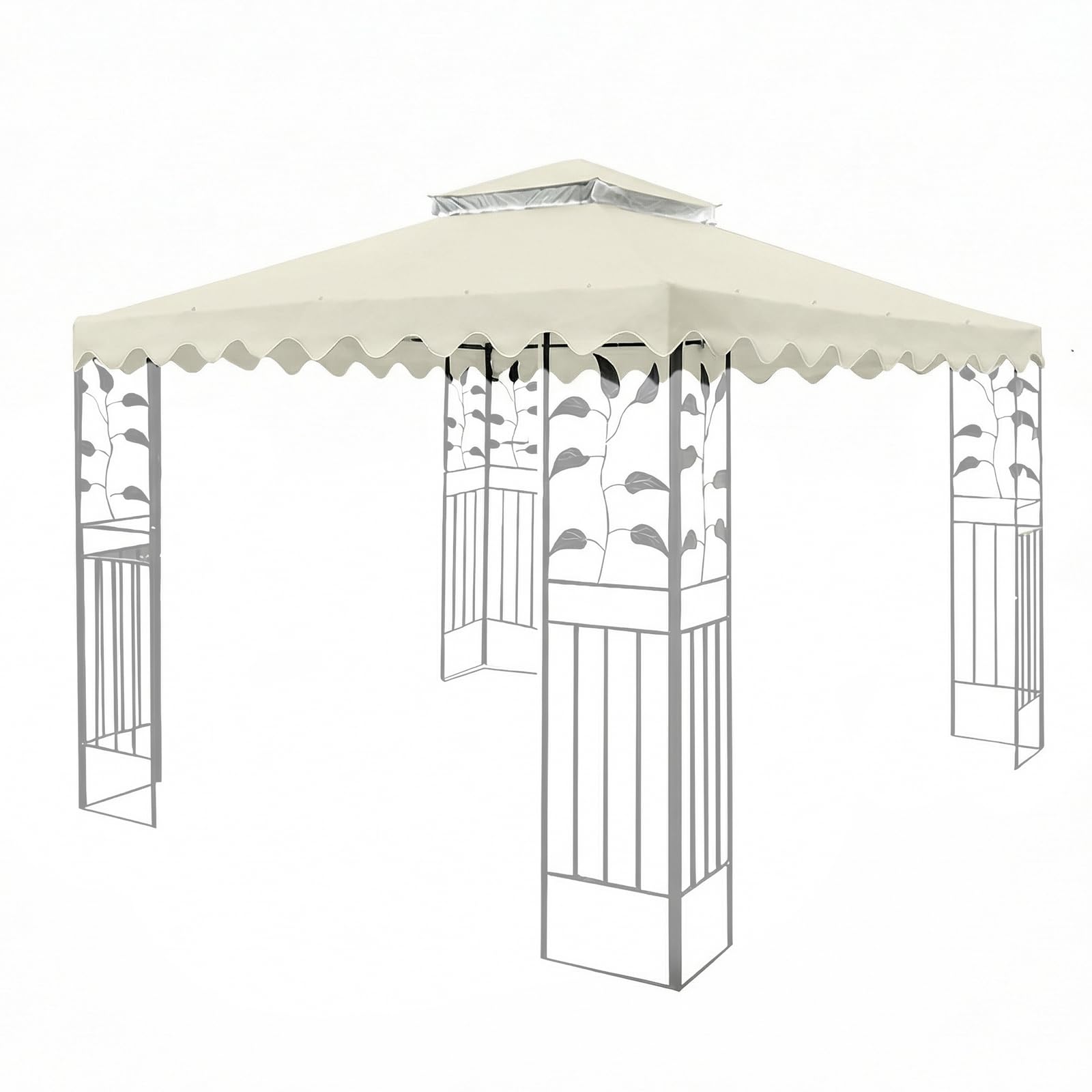 OKYUK Replacement Roof for Gazebo, with Breathable Mesh, UV-Resistant, Stable Waterproof Double Roof Construction, Including Drainage Holes, Ideal for 3x3M Garden Gazebos（Beige lace）