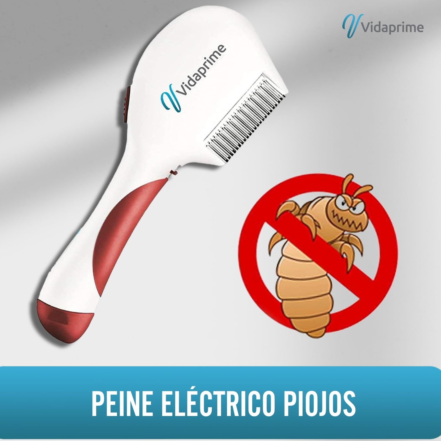 Vidaprime PEINE ELÉCTRICO Antipiojos y Liendres - Liendrera Eléctrica Peine Piojos EFICAZ- Cuidado Óptimo del Cabello - Lendrera Profesional, blanco, rojo