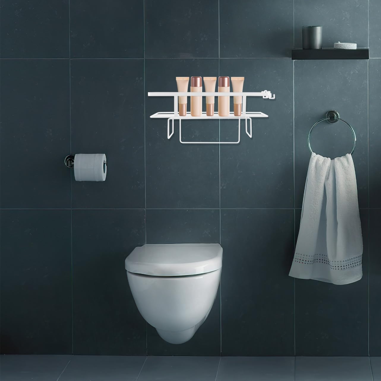 Luxshiny Over Toilet Bathroom Storage Rack Heavy Duty Organizer Shelf for Efficient Space Utilization Multi Functional Design for Use Easy Installation Finish