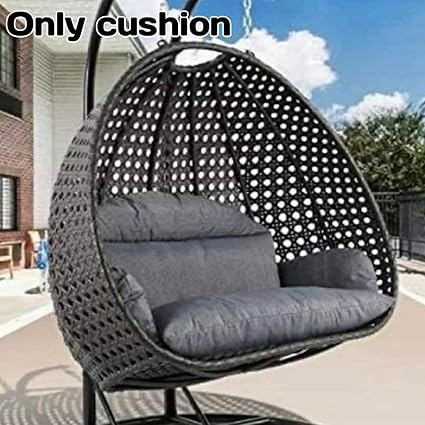 Flying Arrow Polyester Designer Dual Seater Swing Cushion for Hanging Basket Chair. (Grey Cushion)