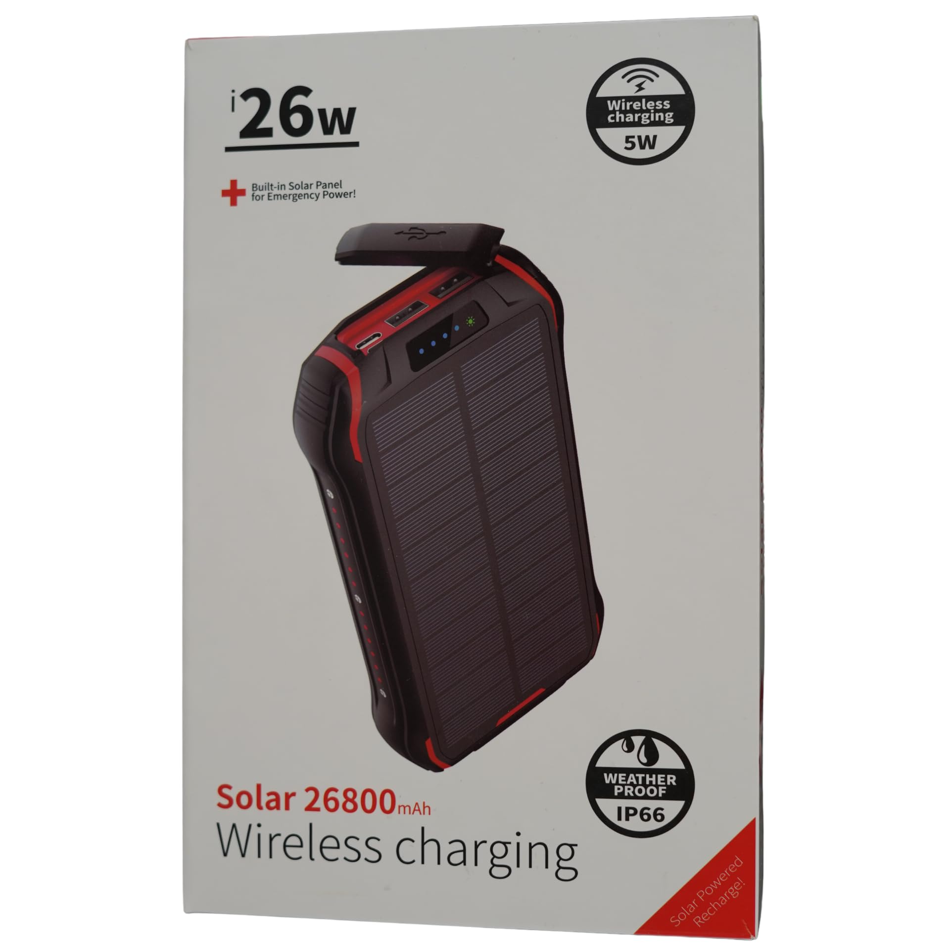 Chargeur solaire intelligent polyvalent 26800 mAh : chargeur solaire étanche avec USB-C, 2 entrées et 3 sorties - Batterie externe parfaite pour smartphones, téléphones portables et tablettes (noir)