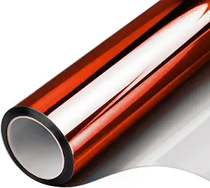 Filmgoo Window Privacy Film One Way Daytime Mirror Tint Treatments UV Heat Control Vinyl Stickers Sun Block Glass Paper Door Covering Reflective (Red Silver, 29.5 Inch x 6.5 Feet)