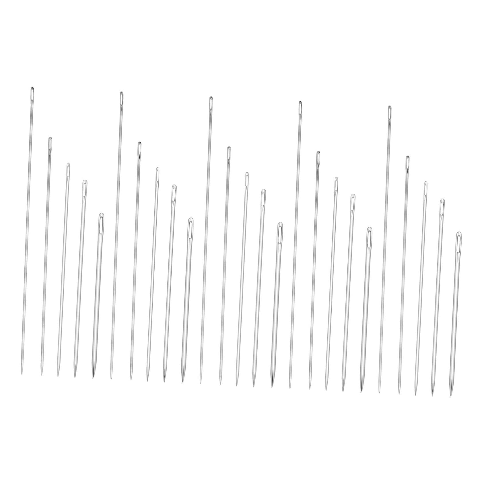 25 Pezzi Aghi da Cucito Mano Occhio Grande Aghi Lunghi Rinforzati per Tessuti Spessi Cucito Mano Quilting e Riparazioni per Filo Spesso Varie Misure Inclusi