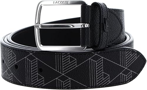 Lacoste Ceinture en cuir grainé homme, boucle siglée crocodile