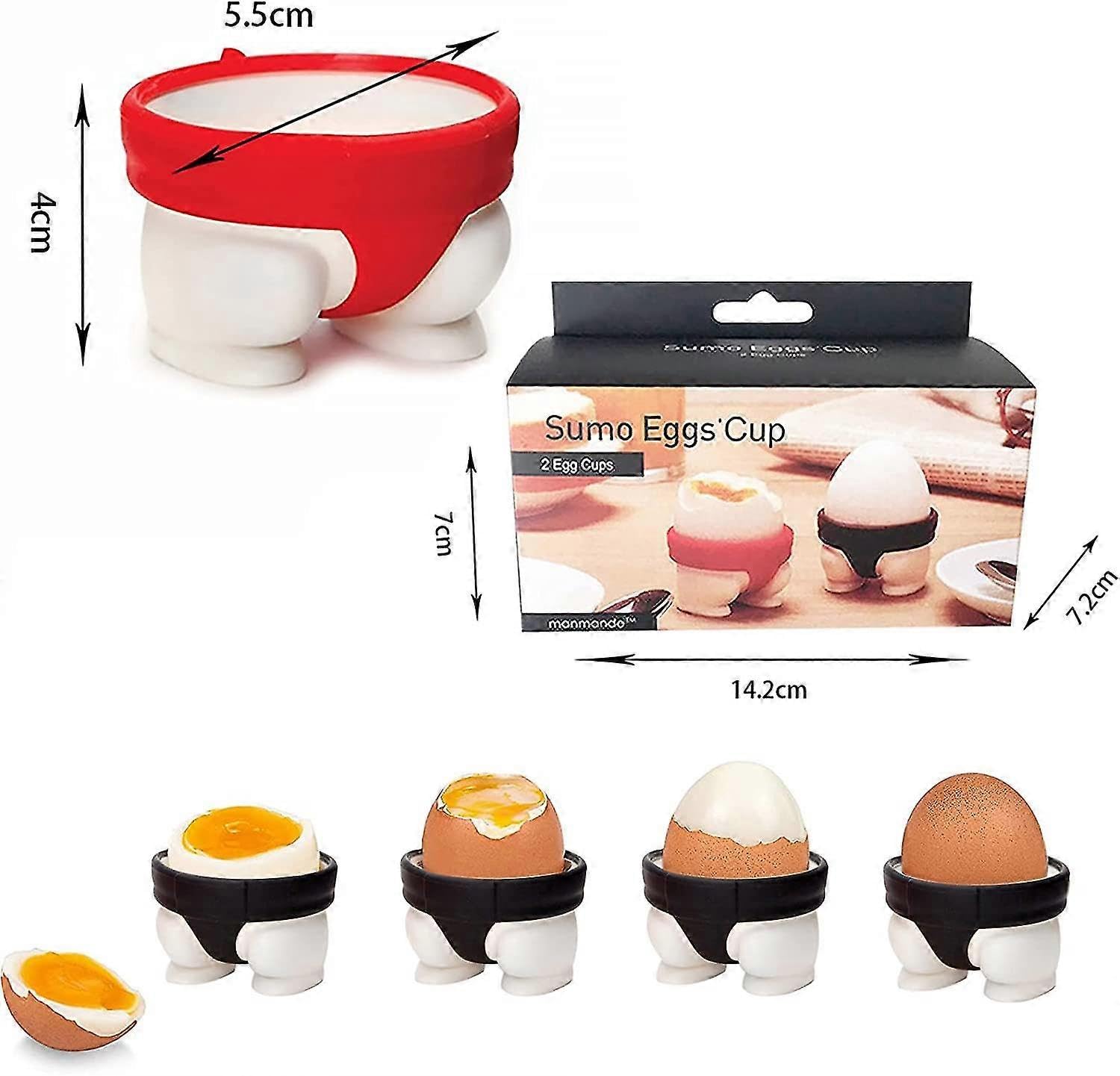 Baskety Unique Sumo Design Egg Holders – Red or Black, Ideal for Soft & Hard Eggs (Set of 2)