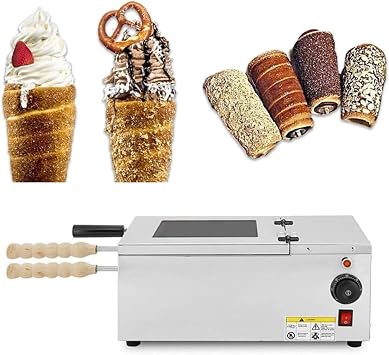 1500W Commercial Chimney Cake Machine Oven, Electric Cone Chimney Bread Roll Maker with 2 Baking Rollers, for Restaurant Home Kitchen Snack Bar, 50C300C, 20240325