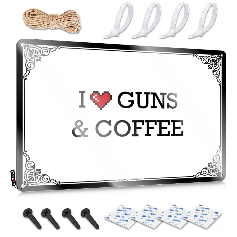 Halloween Funny Vintage Signs Rustic Haves | I Love Guns & Coffee Humorous Metal Wall Decor For Cottage Home(30X40CM)