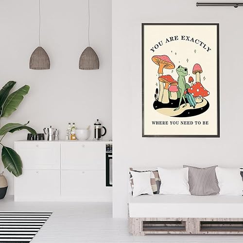 Miniatura 3 de FBKDVC Funny Frog You Are Exactly Where You Need To Be - Póster inspirador de acuarela, lienzo de pared, regalo motivacional para mujeres, niñas,