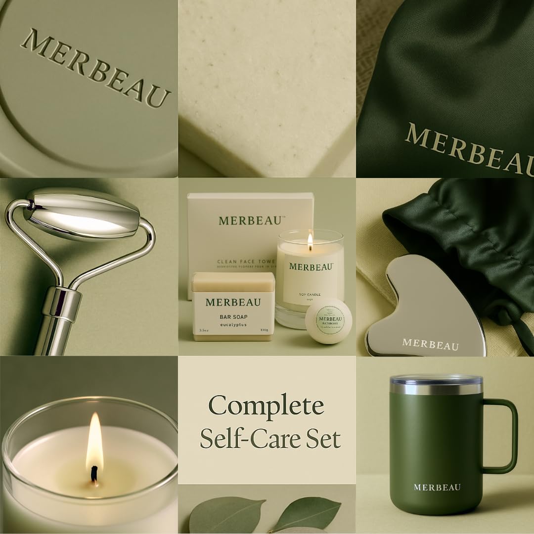 Luxury Self Care 13 Piece Gift Set – Non-Toxic, Clean Ingredients, Naturally-Scented Essential Oils, Candle, Socks, Bar Soap, Bath Bomb, Clean Towels, Hair Clip, Tumbler & More – Spa Kit, NEW - Image 2