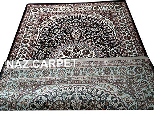 Image of Kashmiri Traditional Woollen Carpet with Advanced 1 Inch Thickness & Classical Look 240x335cm (8x11 Feet) Color Black