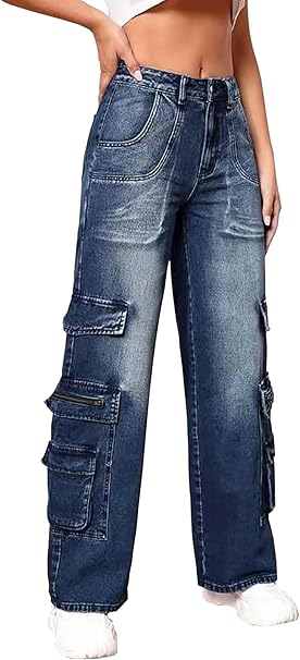Women's Cargo Pants Baggy Street Cargo Jeans High Waist