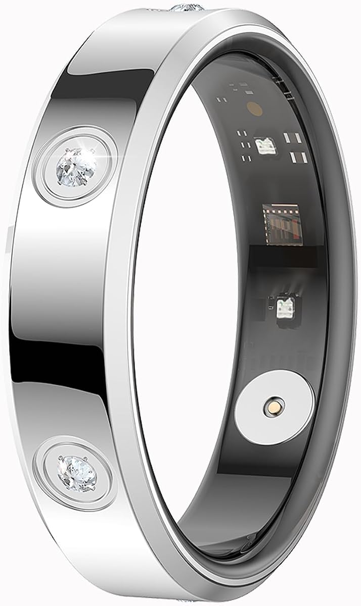 Anillo inteligente para mujer, anillo de Fitness, anillo de salud con diamantes, rastreador de actividad física con monitor de ritmo cardíaco durante el sueño para Android iOS