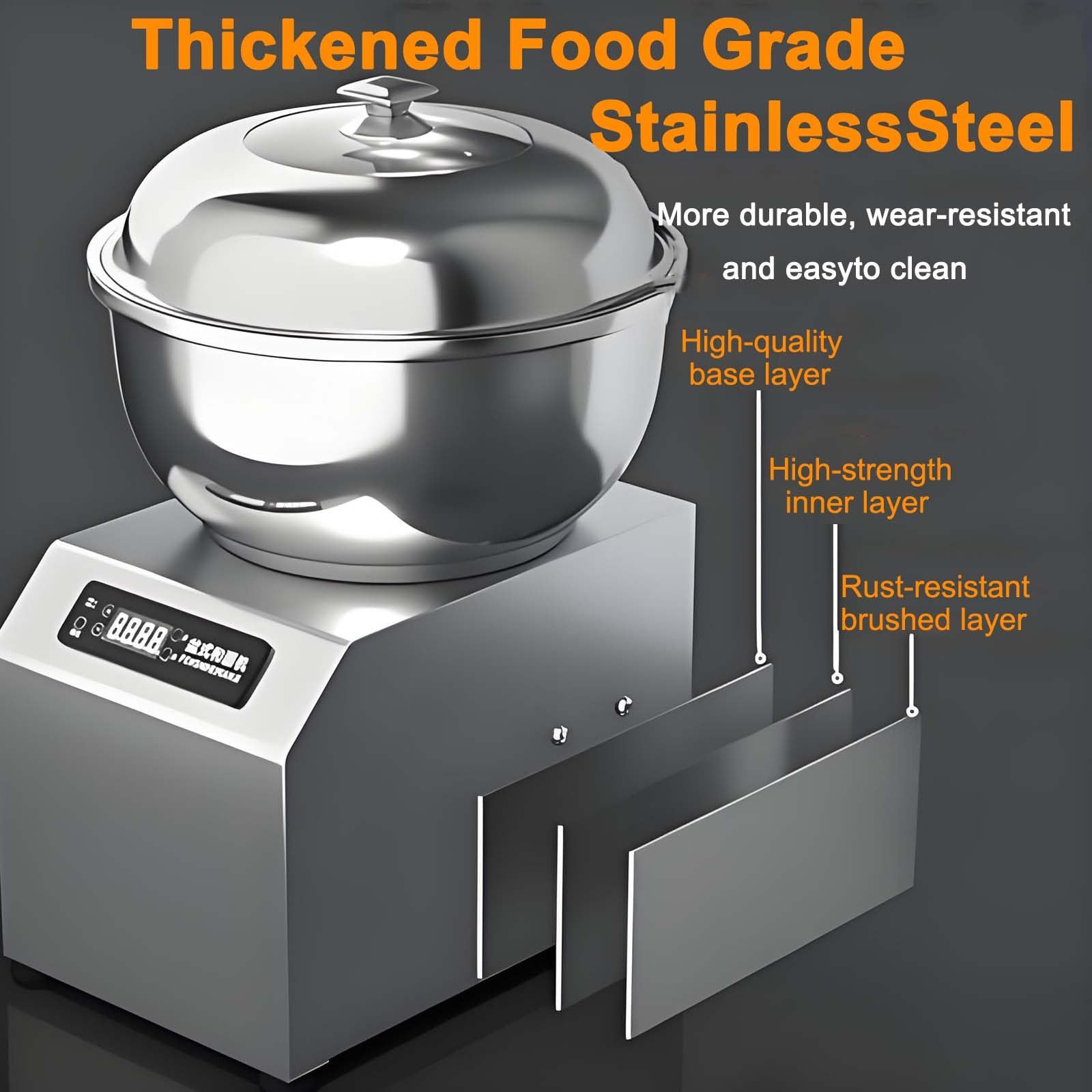 Impastatrice a spirale elettrica da 18 libbre, impastatrice commerciale da 1800 W con ciotola, coperchio e timer, impastatrice in acciaio inossidabile per panetteria, pizzeria e ristorante 8KG